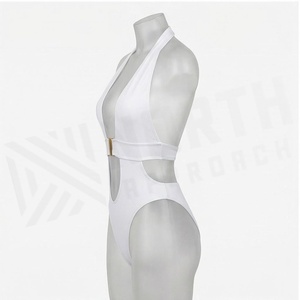 NORTH APPROACH White Halter One-Piece Swimsuit With Belt And Hollow Out Design For Women - Product Image 3