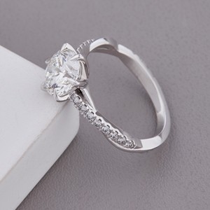 IGI Certified Round Cut Lab Grown Diamond Engagement <b>Ring</b> Twisted Pavé Band 9K Gold - Product Image 3