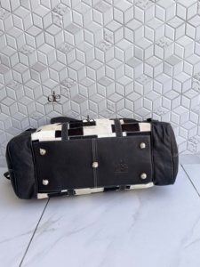 High Quality 2026 Cowhide Leather Luggage <b>Bags</b> Checks Design Handmade <b>Bag</b> Unisex Travel <b>Bag</b> Multi Uses Big Size Duffel <b>Bag</b> - Product Image 4