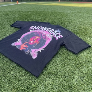Snowgrace Printed Black T-Shirt Men's Oversized Fit Short Sleeve High Street O-Neck 100% Cotton Jersey Tee - Product Image 4