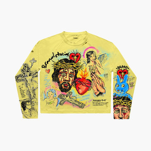 Camiseta de manga larga de algodón de alta calidad, 240 GSM, negra, con estampado gráfico urbano personalizado, impresión DTG, 100% algodón, para hombre, corte holgado. - Product Image 5