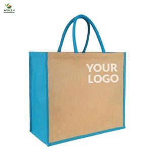 Sacs à main en jute pour femmes, choix éco-responsable, chic, capacité personnalisée, durables, pliables, pour usage quotidien, shopping, pique-nique, plage, cuisine - Product Image 1