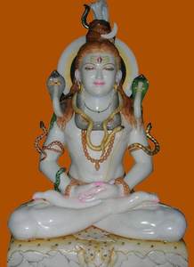 Sculpture de Dieu en marbre Makrana blanc pur et brillant, Lord Shiv Shankar Mahadev, assis, pour la maison et le temple, au meilleur prix - Product Image 5