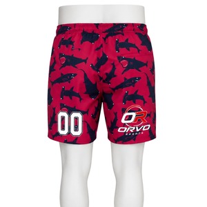 ORVO Men's Heat-Transfer Printed Elastic Waist Sport <b>Shorts</b> Quick Dry Drawstring Mid Waist <b>Black</b> Polyester <b>Beach</b> Style 180g - Product Image 6