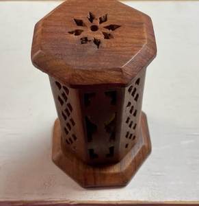 Mabkhara Hand-Made Sandalwood Incense <b>Burner</b> With Brass Insert Aromatic Diffuser Wooden Hexagonal Box <b>For</b> Home Decor Holder - Product Image 3