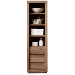 Torre de Almacenamiento Minimalista para Baño de Madera de Teca, Estante Alto Abierto, Armario para Toallas - Product Image 2