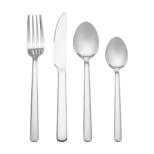 Ensemble de couverts en acier inoxydable avec manche rainuré, cuillère, fourchette, couteau, vaisselle de table décorative - Product Image 2