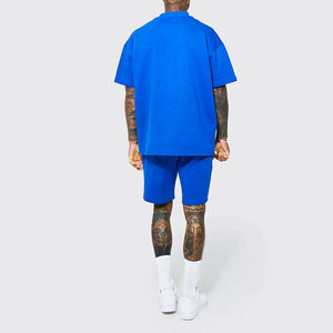 เสื้อยืดคอกลมสีทึบสำหรับผู้ชายชุดลำลองแขนสั้นผ้าฝ้ายถักชุดฤดูร้อนสีน้ำตาลแดง - Product Image 4
