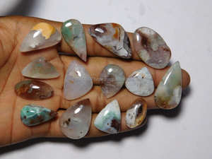 Lot de 13 pierres précieuses calcédoine verte de qualité supérieure, cabochons de calcédoine verte, pierres précieuses en vrac 197Cts - Product Image 6