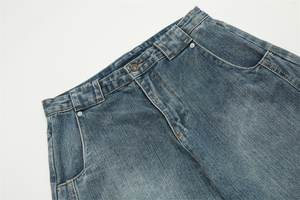 Pantalones Vaqueros de Cintura Alta y Pierna Ancha para Hombre, Corte Holgado, Lavado a la Piedra, Algodón, Estilo Casual, Color Azul Sólido, Estilo Primavera - Product Image 5