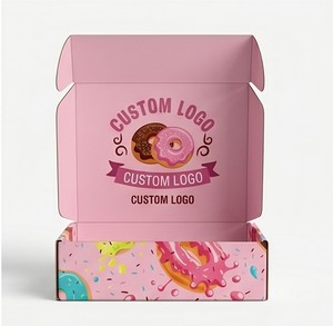 Boîte à gâteau rose personnalisable avec impression quadricolore, emballage rectangulaire en carton auto-assemblant pour aliments - Product Image 1