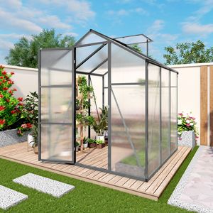Nuova Serra in Policarbonato 6x6 FT Antivento con Base Rialzata in Alluminio Rinforzato per Uso in Giardino - Product Image 2