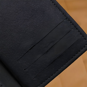 Cartera de Cuero Negro Mate Retro para Hombre, Cartera Vertical Triple, Piel de Vaca Lisa, Múltiples Ranuras para Tarjetas, Porta Pasaportes, Bolsillo para Negocios - Product Image 5