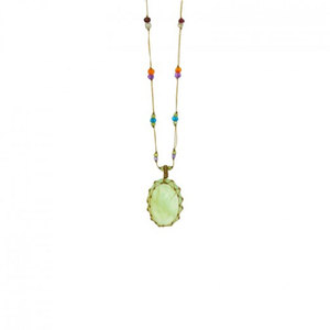 Collar con Colgante de Macramé Hecho a Mano con Piedra Verde Ovalada, Cadena con Cuentas Estilo Boho, Joyería de Cristal Curativo para Mujer - Product Image 1