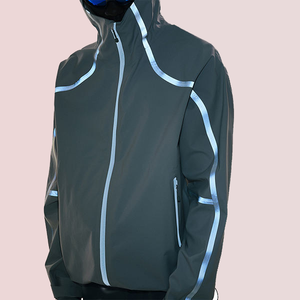 Men <b>Reflective</b> Nylon <b>Running</b> Windbreaker <b>Jacket</b> Lightweight Athletic Outdoor Training Sports Outerwear - Product Image 2