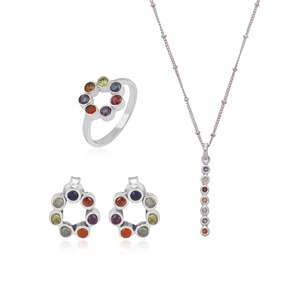 Colgante de Barra de Plata de Ley 925 con Piedras Preciosas de los Siete Chakras, Amuleto Curativo de Chakra Arcoíris - Product Image 6