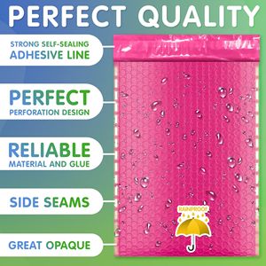 Rosa Poly bollettini auto-sigillati 4X7 pollici pacchetto 500 impermeabile buste di spedizione durevole bolle imbottite borse per la spedizione - Product Image 3