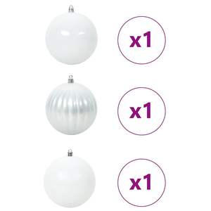 Ensemble de boules de Noël en plastique blanc, 3 pièces, ornements ronds pour la décoration de l'arbre - Product Image 5