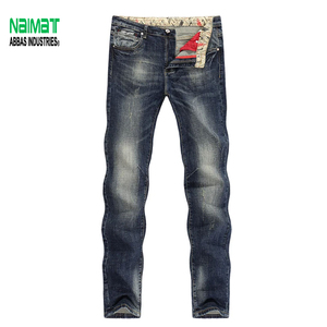 Mens Slim Fit Jeans Dark Blue Washed <b>Denim</b> Pants Vintage Distressed Straight Leg Trousers Casual Classic Menswear - Product Image 1