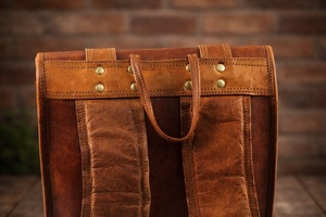 Italian Style Leather <b>Roll</b> Top <b>Backpack</b> Premium Finish Rucksack For Upscale Boutique Luxury Travel Bag LRTB-0148 - Product Image 4