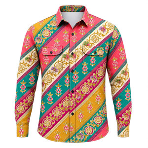 เสื้อเชิ้ตแขนยาวลายดอกไม้สำหรับผู้ชาย ผ้าโพลีเอสเตอร์ พิมพ์ลายแบบซับลิเมชั่น สวมใส่สบาย ดีไซน์ทันสมัยสำหรับทำงาน - Product Image 2