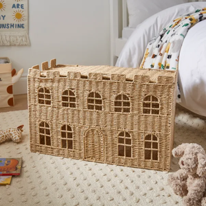 Handwoven Paper Rope Storage <b>Basket</b> for Kids Castle Design Unique <b>Toy</b> <b>Basket</b> Made in Vietnam Good Price - Product Image 2