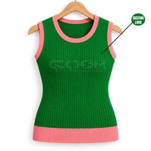 Camiseta sin Mangas Verde de la Hermandad Universitaria Cosh International, Cuello Redondo, Diseño de Bloques de Color en Contraste, Estilo Casual para Toda Temporada - Product Image 5