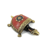 Élégante figurine de tortue en laiton avec coquille en verre doré, design Art Déco, objet décoratif de collection pour la décoration intérieure et les cadeaux