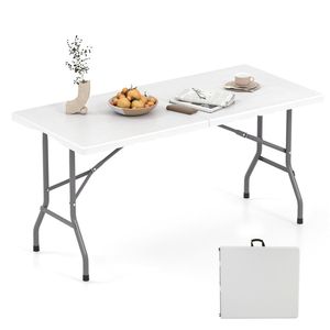 Tavolo Pieghevole Bianco in HDPE da 1,5 m, Capacità 180 kg, Leggero e Portatile per Campeggio - Product Image 1