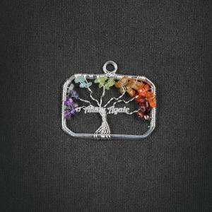 Tendance personnalisé arbre de vie pendentif agate collier de pierres précieuses avec forme de cercle sculpté de style Feng Shui - Product Image 5