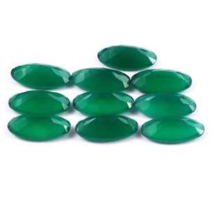 พลอยออนิกซ์สีเขียวธรรมชาติทรงรีขนาด 5x7 มม. เจียระไนแบบเหลี่ยม สำหรับทำเครื่องประดับ ขายส่งจำนวนมาก - Product Image 4