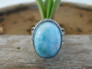 แหวนลาร์ิมาแบบวินเทจทำมือ เงินแท้ 925 แหวนดีไซน์เนอร์ เครื่องประดับพลอย - Product Image 2