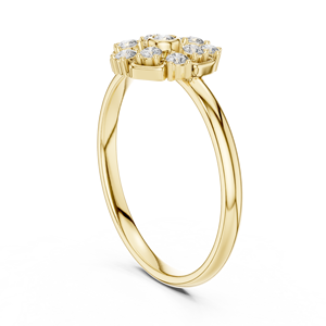 Anillo de Roseta con Diamantes de Corte Redondo Minimalista para Mujer, Anillos de Oro Sólido de 14k para Regalo, Compromiso, Aniversario, Boda - Product Image 4