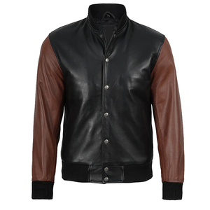 2026 Wholesale City Professional Genuine Leather Men's Jacket Durable High Quality <b>Stand</b> Collar Front Logo High Street Windproof - Product Image 2