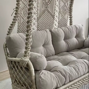 Balançoire double en macramé pour jardin, Balançoire suspendue, Balançoire pour balcon, Balançoire pour terrasse, Chaise suspendue en macramé, Balançoire double suspendue - Product Image 1