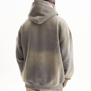 Chándal Unisex de Invierno Personalizado al por Mayor, con Efecto Desgastado, Salpicaduras de Pintura, Lavado Ácido, Estilo Vintage, Efecto Descolorido por el Sol, Oversize y de Tejido Pesado - Product Image 3
