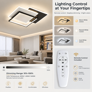 Plafonnier LED moderne en métal géométrique 72W à intensité variable avec télécommande pour salon et chambre 3000K 4500K 6000K - Product Image 4