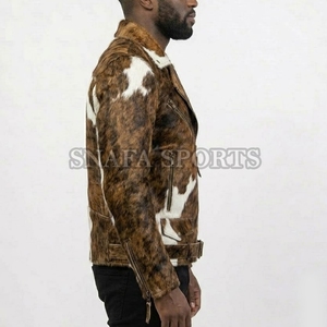 Blousons en cuir à poils personnalisables de qualité supérieure avec fermeture éclair et col rabattable, design tendance, pour l'extérieur, vente en gros - Product Image 5