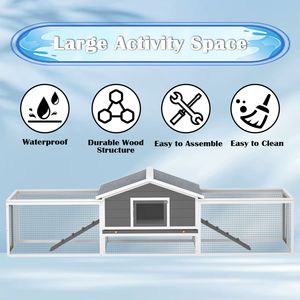 Grande conigliera in legno a 2 piani facile da montare per la casa per animali domestici chiudibili a chiave per la pulizia durevole del tetto impermeabile in asfalto - Product Image 6