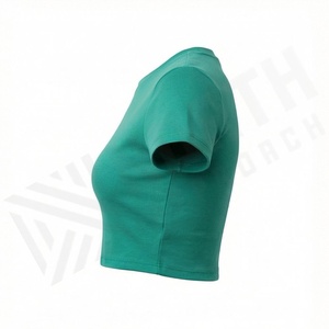 Camisetas Cortas Casuales para Mujer, Modernas y Ajustadas, con Ombligo Expuesto, Cuello Redondo, Manga Corta, para el Trabajo, Prenda Premium - Product Image 3