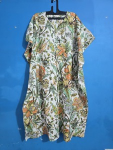 New Floral Lightweight Floral Cotton Kaftan <b>Dress</b> For Women Boho <b>Lounge</b> Wear Comfortable Daily Caftan - Product Image 5