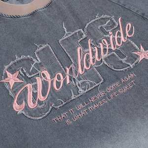 T-shirt en denim pour homme, manches raglan, col rond, uni, formel, longueur normale, tissu tricoté, polyester/coton, écologique, respirant - Product Image 4