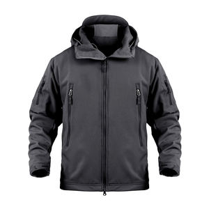 Veste softshell noire pour homme, coupe-vent, fermeture éclair, vêtements d'extérieur - Product Image 1