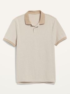 เสื้อคอสูงแขนสั้นผู้ชาย ทรงปกติ สไตล์ลำลอง ผ้าถักเจอร์ซีย์ 100% คอตตอน ระบายอากาศได้ดี สีพื้นตัดกัน - Product Image 1