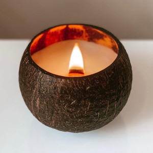 โถเทียน Coco,ขนาดใหญ่ทำในเวียดนามเทียนหอมใหญ่ DIY ในชามมะพร้าวที่มีไม้หรือผ้าฝ้ายไส้ตะเกียง - Product Image 1