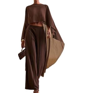 <b>Women</b> Chiffon Long <b>Cape</b> High Low Flowy <b>Poncho</b> Sheer Mesh Shawl <b>and</b> Wraps Capelets Bridal Wedding Evening - Product Image 2