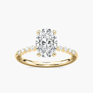 Anillo de Compromiso y Boda para Mujer, con Diamante Cultivado en Laboratorio, Corte Ovalado de 2 Quilates, Certificado IGI, Minimalista, Solitario, Oro Amarillo Sólido de 14k - Product Image 1