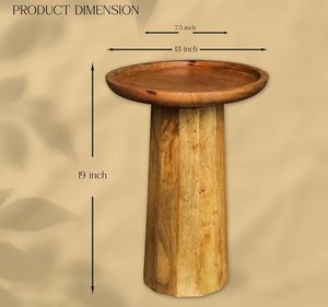 Lytcraft <b>Round</b> Solid Mangowood Side <b>Table</b> Accent End <b>Table</b> Modern <b>Occasional</b> Ottoman with Wide Strong Base for Living Room - Product Image 2