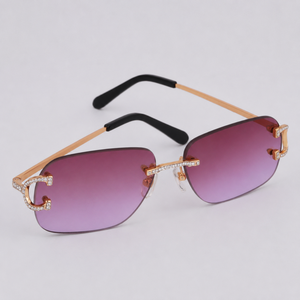 Gafas de Sol Rectangulares Gruesas Sin Marco, Protección UV, Ligeras, Unisex, para Playa, Verano, Fiesta, con Diamantes Moissanite, Gran Venta 2026 - Product Image 2