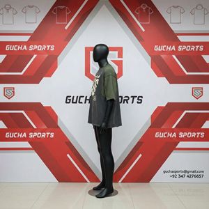 Camiseta Gráfica Oversize para Hombre, Estilo Urbano de Dos Tonos con Estampado de Logotipo Abstracto, Algodón Grueso, Ropa Casual - Product Image 3